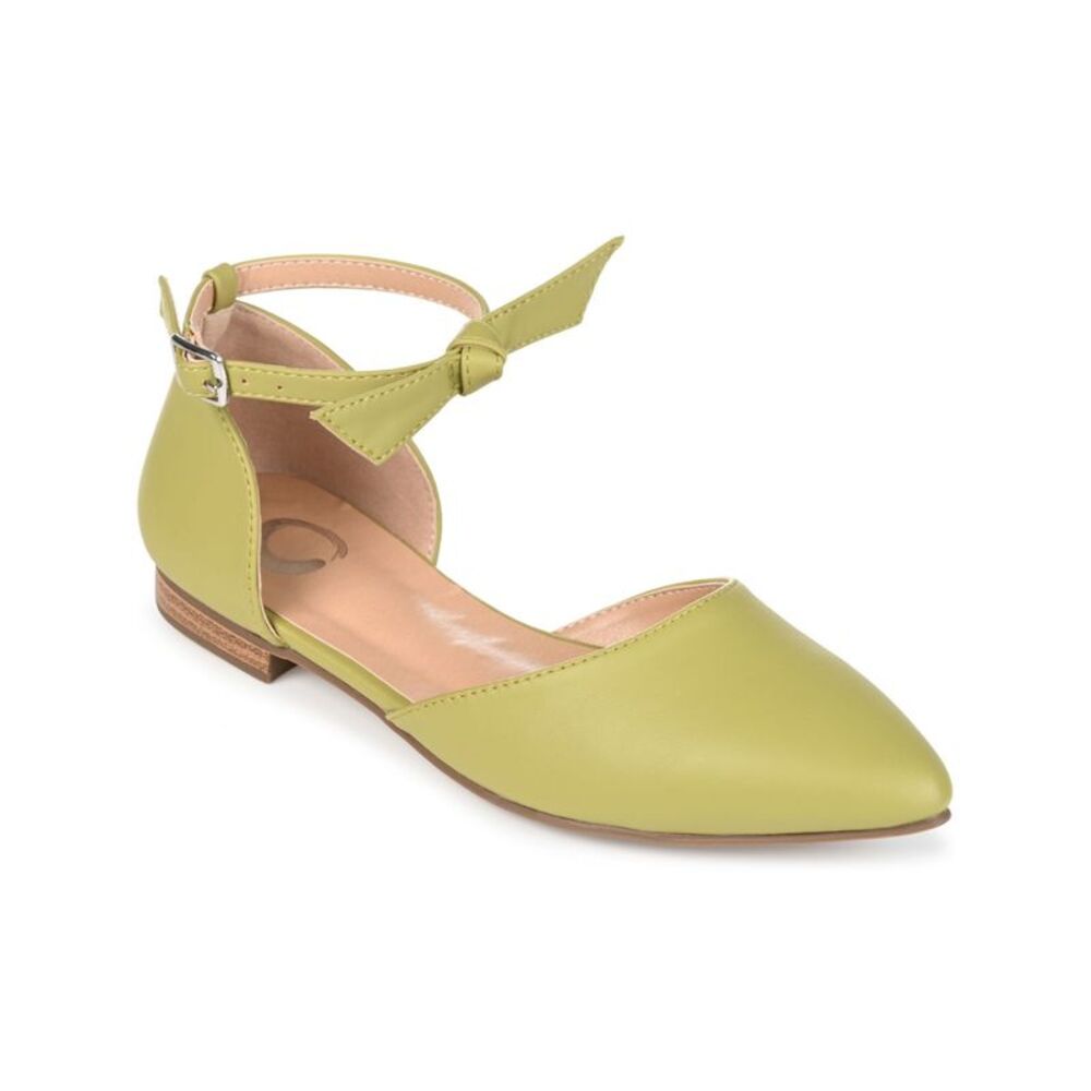 JOURNEE COLLECTION Womens Green D'orsay Vielo Almond Toe Buckle Flats Shoes 9